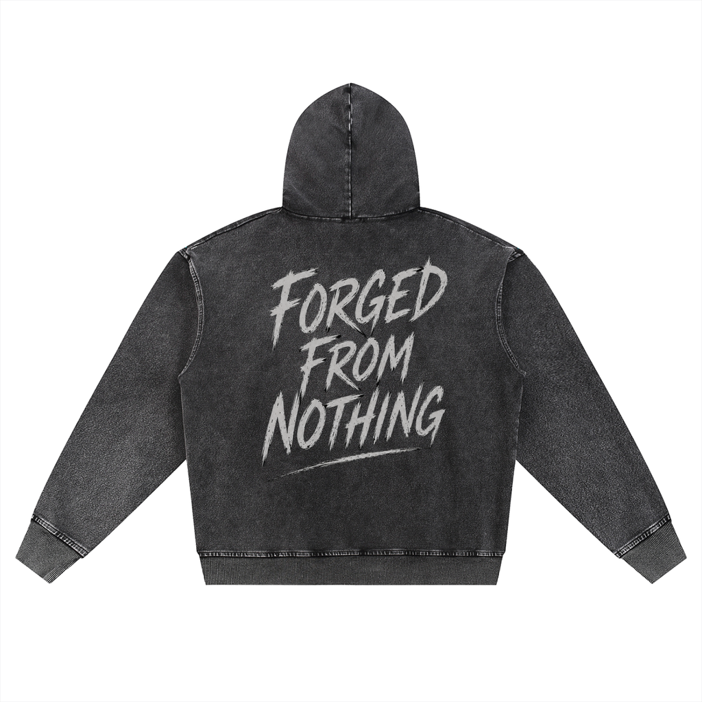 Snow Wash Oversized Zip-Up Hoodie