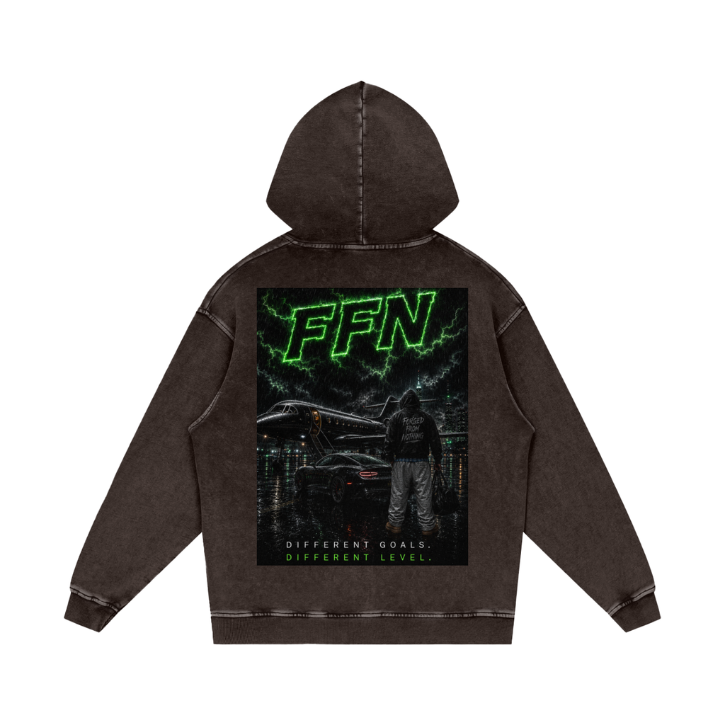 Graphic Snow Washed Loose Cotton Hoodie