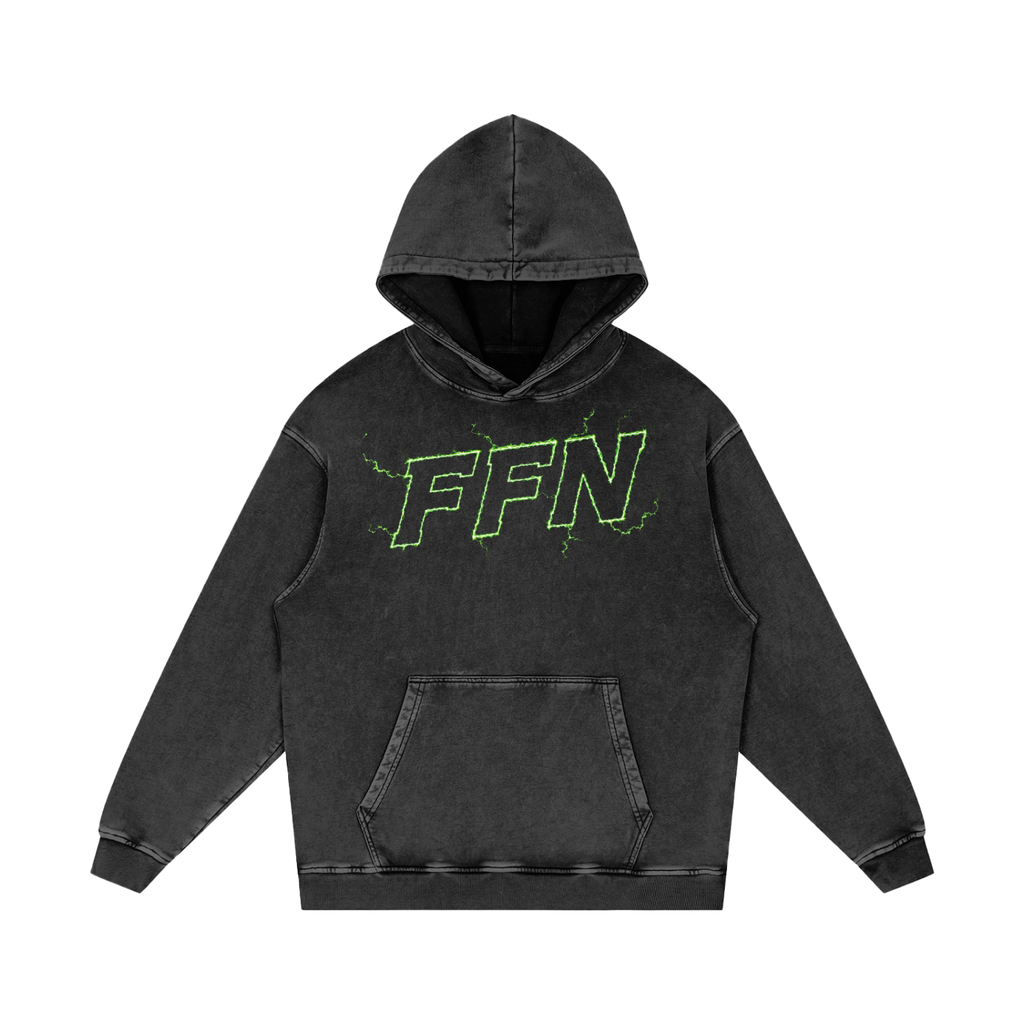 Graphic Snow Washed Loose Cotton Hoodie