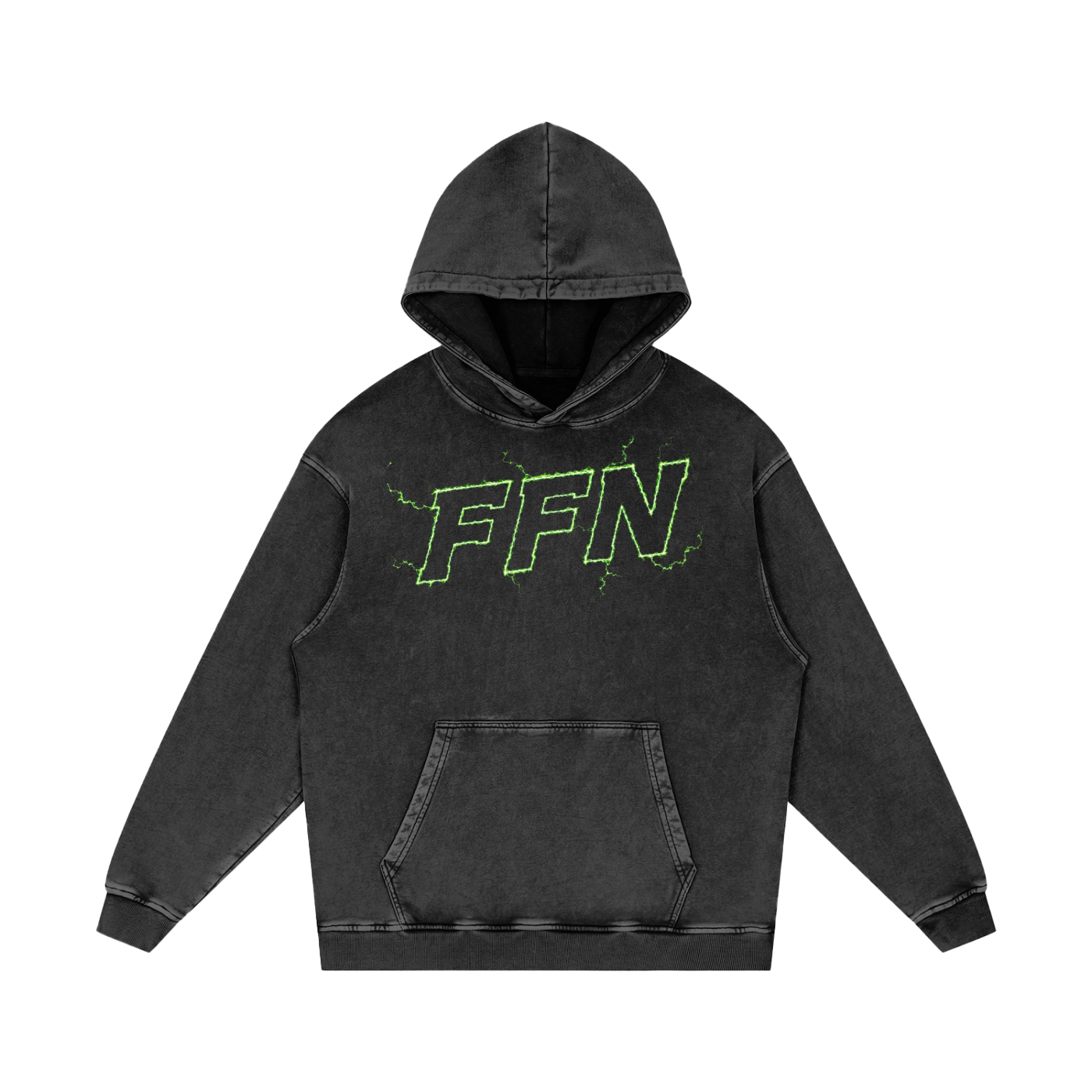 Graphic Snow Washed Loose Cotton Hoodie