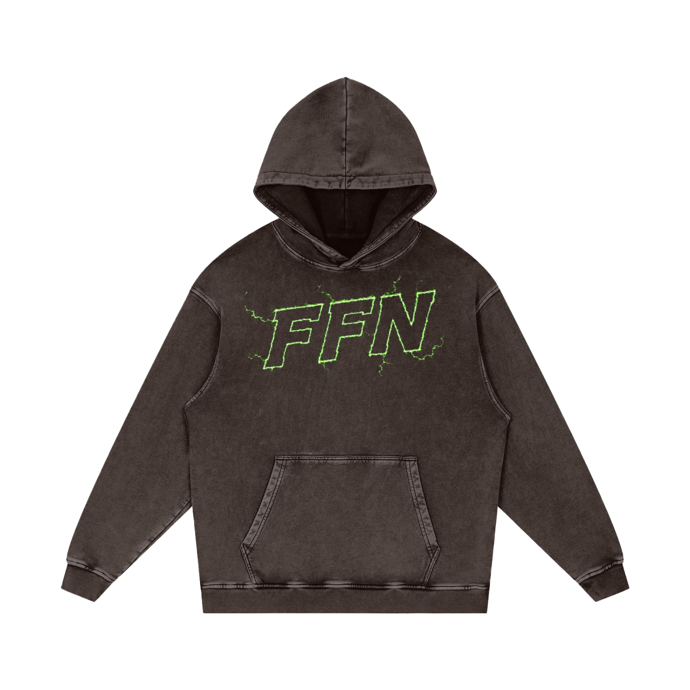 Graphic Snow Washed Loose Cotton Hoodie