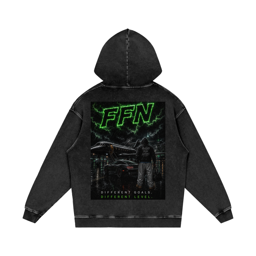 Graphic Snow Washed Loose Cotton Hoodie