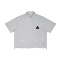 Unisex Distressed Plaid Boxy Shirt