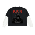 Men’s Layered Contrast Sleeve Cotton T-Shirt