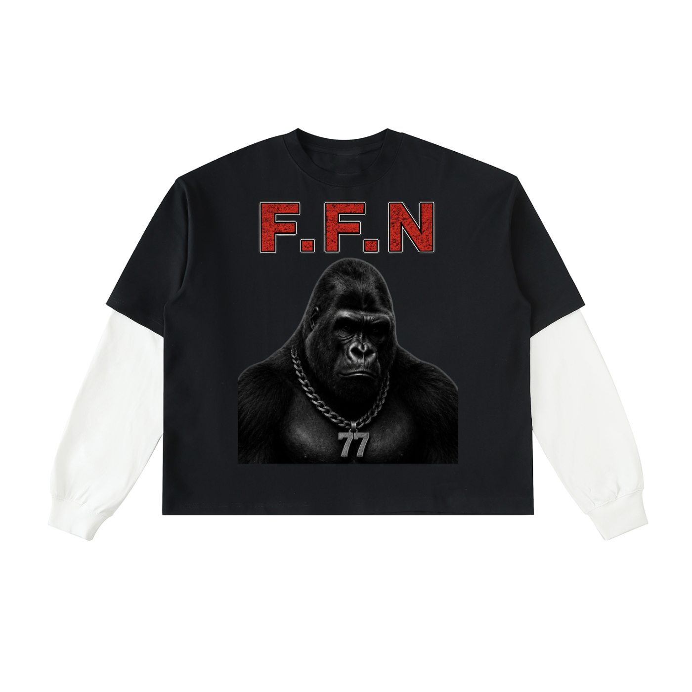 Men’s Layered Contrast Sleeve Cotton T-Shirt